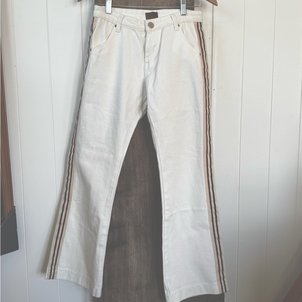 White Denim Jeans Pants with stripes by POL SZ M